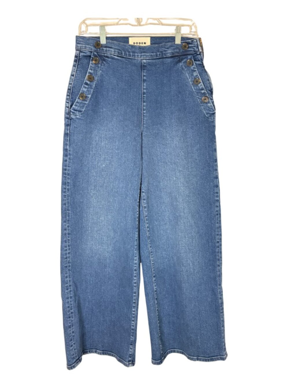 Boden Sailor Wide Leg Jeans with Nautical Buttons | Size 29R (style R0748)